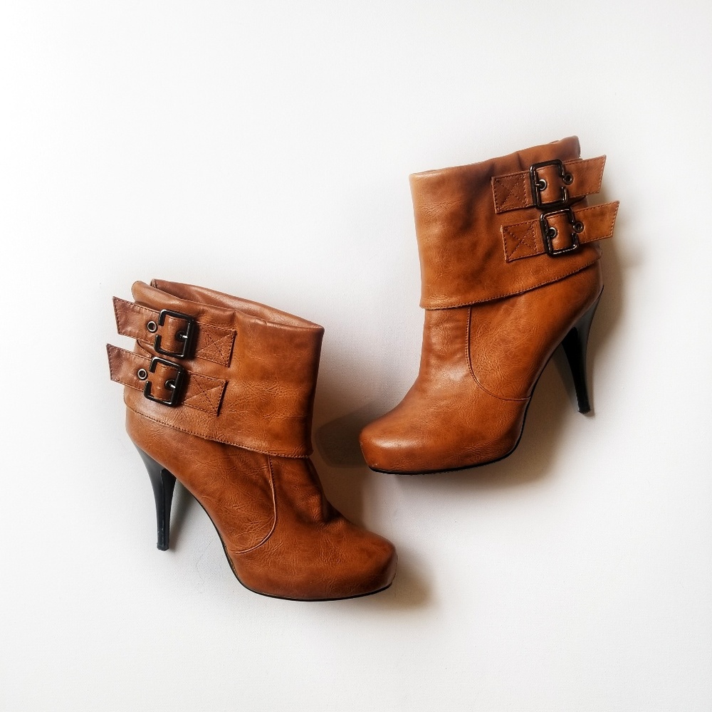 Beyond Bonnie Cognac 3 Inch Stiletto Ankle Boots
